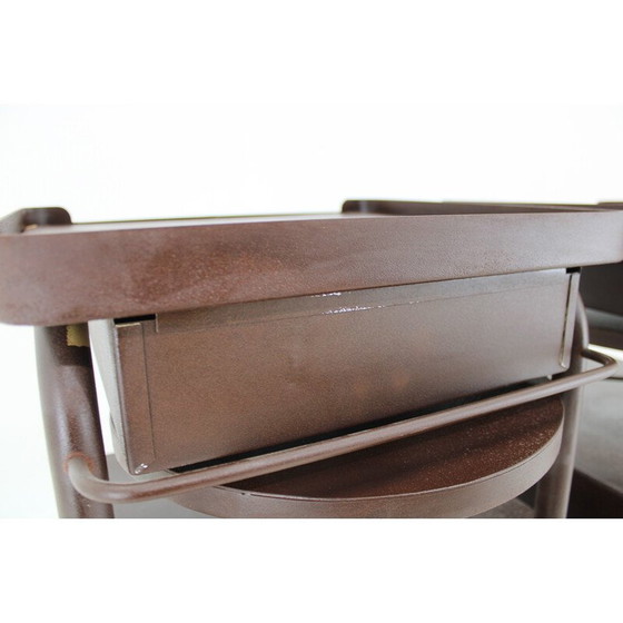 Image 1 of Paire de tables de chevet industrielles vintage avec table coulissante, Tchécoslovaquie 1940