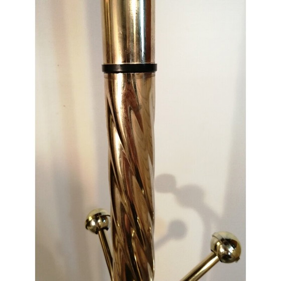 Image 1 of Porte-manteau perroquet vintage en métal et boules en plastique plaqué or avec base en marbre, 1980