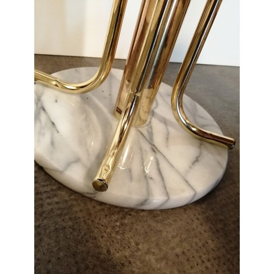 Image 1 of Porte-manteau perroquet vintage en métal et boules en plastique plaqué or avec base en marbre, 1980