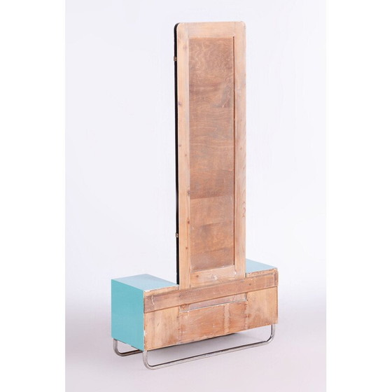 Image 1 of Coiffeuse vintage en bois laqué, acier chromé, miroir et verre, Tchécoslovaquie 1930