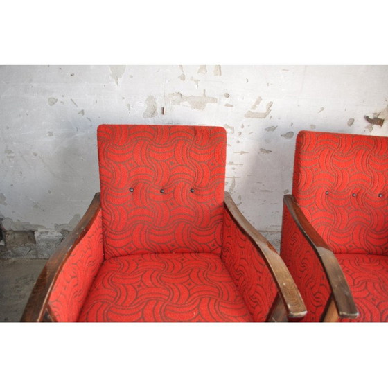 Image 1 of Paire de fauteuils club Bauhaus en acier et bois, années 1940