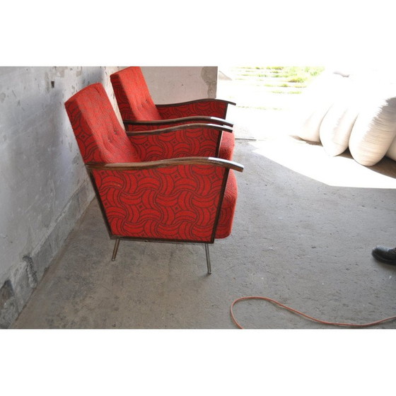 Image 1 of Paire de fauteuils club Bauhaus en acier et bois, années 1940