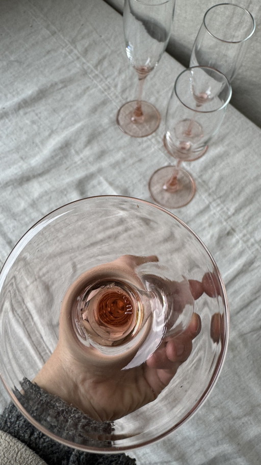 8X verres à champagne Luminarc rose