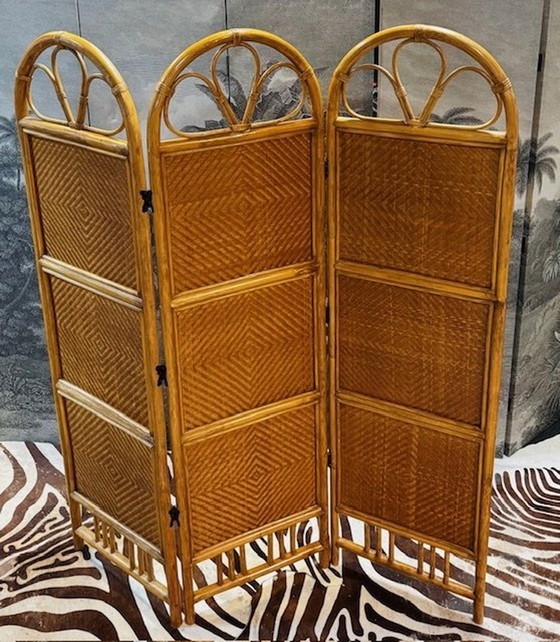 Image 1 of Séparateur de pièce vintage Rotin Canne Bambou