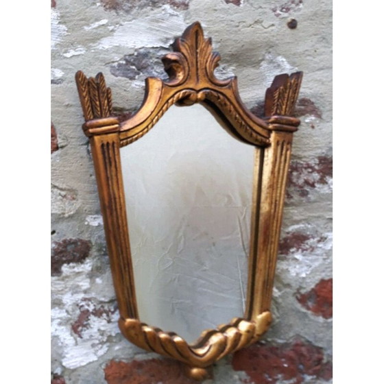 Image 1 of Miroir vintage en bois sculpté et doré, 1950