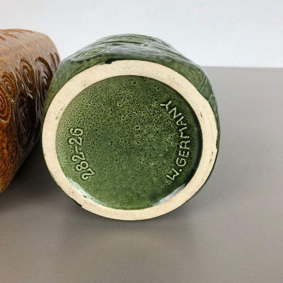 Image 1 of Paire de vases Jura vintage en céramique de lave grasse par Scheurich, Allemagne 1970