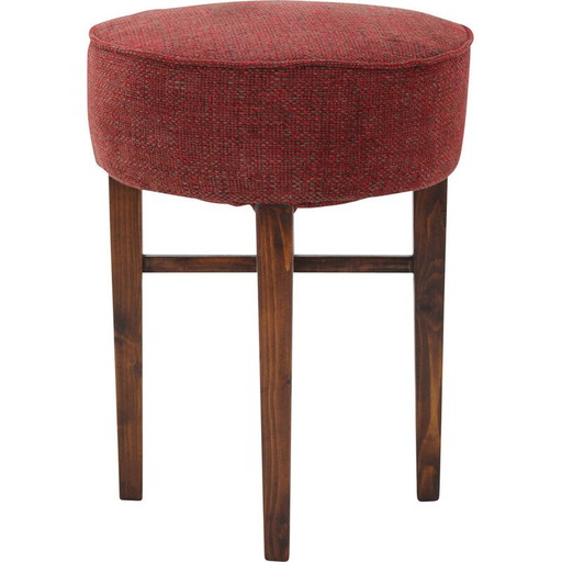 Tabourets Vintage Art Déco en tissu, Tchécoslovaquie 1940