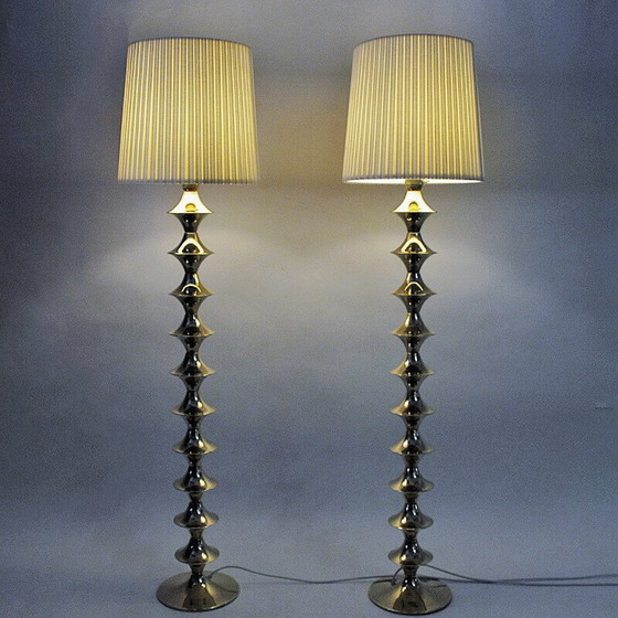 Image 1 of Paire de lampadaires vintage en laiton par Elit AB, Suède 1960