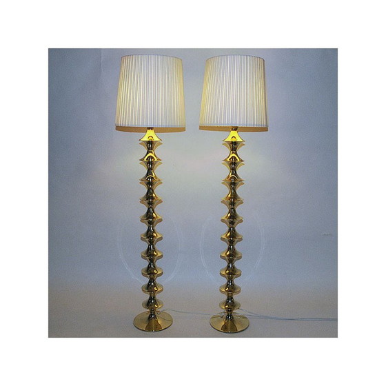 Image 1 of Paire de lampadaires vintage en laiton par Elit AB, Suède 1960