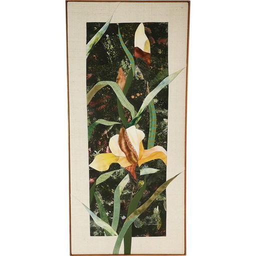 Tapis vintage en tissu brodé par Rita Mortensen, Danemark 1990