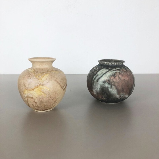 Image 1 of Paire de vases en poterie vintage Fat Lava Abstract by Ruscha Allemagne 1960s
