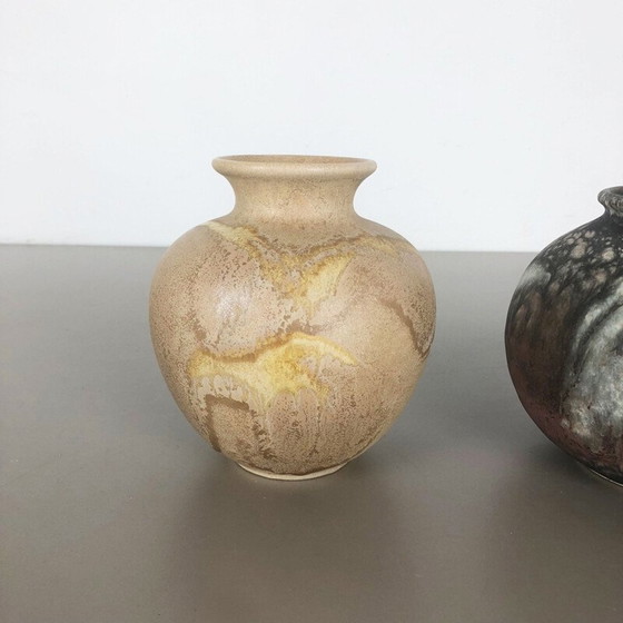 Image 1 of Paire de vases en poterie vintage Fat Lava Abstract by Ruscha Allemagne 1960s