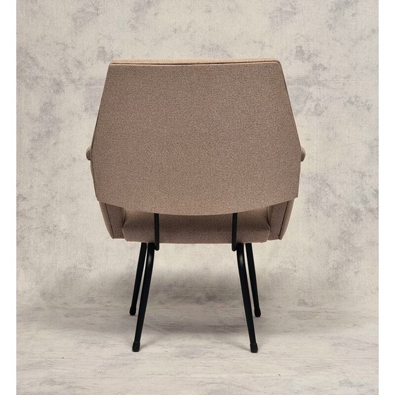 Image 1 of Paire de fauteuils vintage en métal tubulaire laqué noir, France 1950