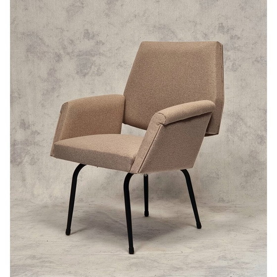 Image 1 of Paire de fauteuils vintage en métal tubulaire laqué noir, France 1950