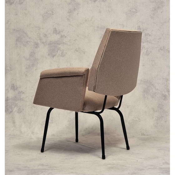 Image 1 of Paire de fauteuils vintage en métal tubulaire laqué noir, France 1950
