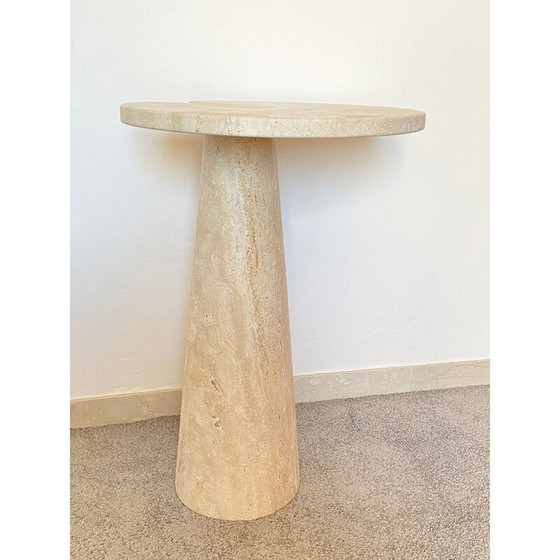 Image 1 of Table basse vintage en travertin dans le style d'Angelo Mangiarotti, Italie 1970