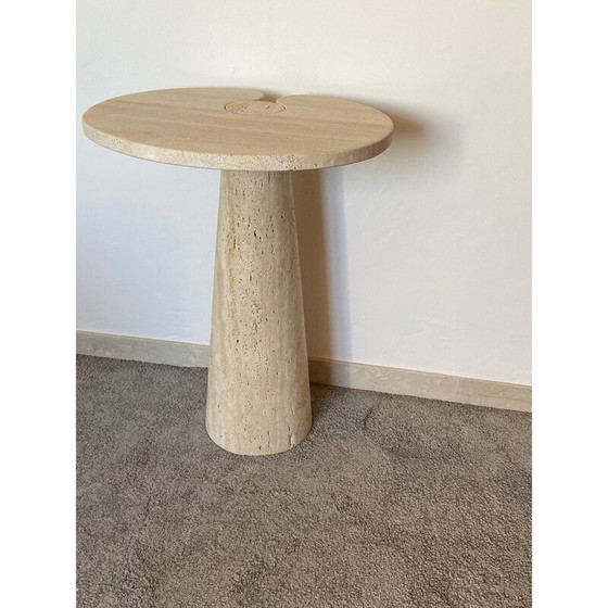 Image 1 of Table basse vintage en travertin dans le style d'Angelo Mangiarotti, Italie 1970