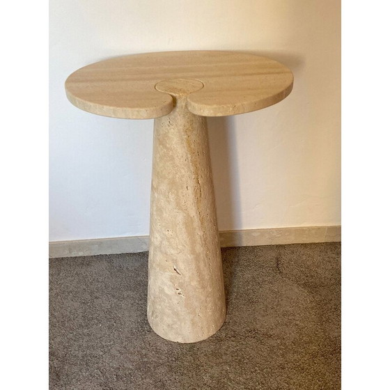 Image 1 of Table basse vintage en travertin dans le style d'Angelo Mangiarotti, Italie 1970
