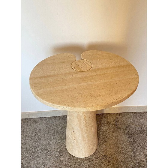 Image 1 of Table basse vintage en travertin dans le style d'Angelo Mangiarotti, Italie 1970