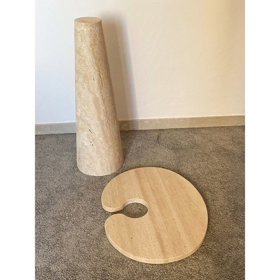 Image 1 of Table basse vintage en travertin dans le style d'Angelo Mangiarotti, Italie 1970