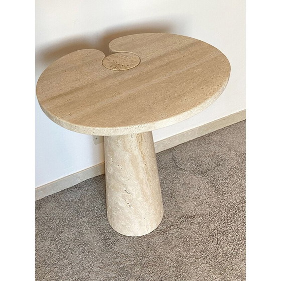 Image 1 of Table basse vintage en travertin dans le style d'Angelo Mangiarotti, Italie 1970