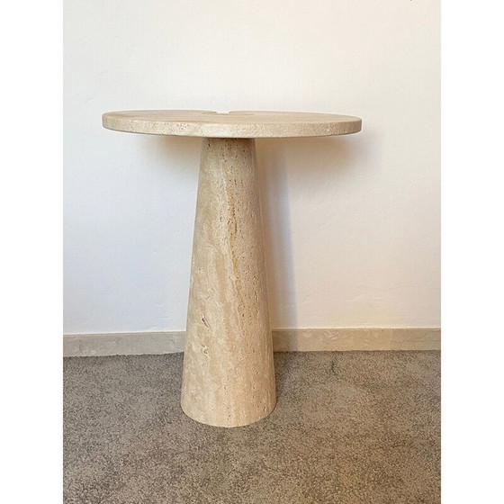 Image 1 of Table basse vintage en travertin dans le style d'Angelo Mangiarotti, Italie 1970