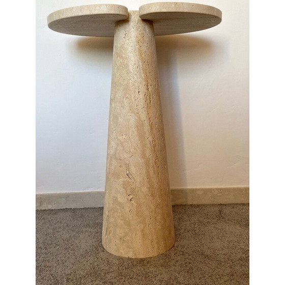 Image 1 of Table basse vintage en travertin dans le style d'Angelo Mangiarotti, Italie 1970