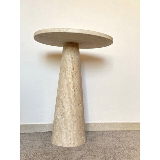 Image 1 of Table basse vintage en travertin dans le style d'Angelo Mangiarotti, Italie 1970