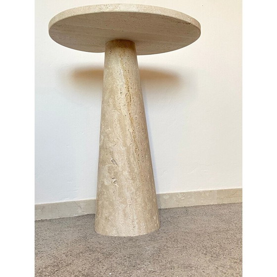 Image 1 of Table basse vintage en travertin dans le style d'Angelo Mangiarotti, Italie 1970