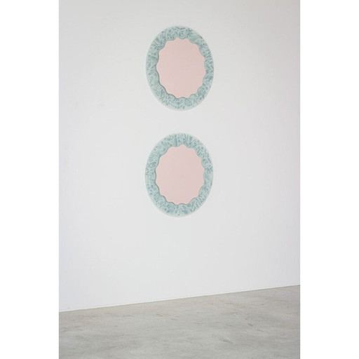 Paire de miroirs vintage Micro Ugo La Pietra Macro Postmodernisme 1980