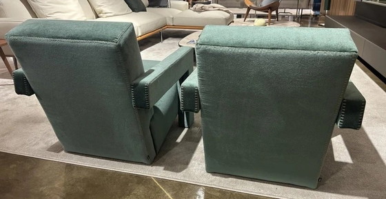 Image 1 of Cassina 2 Utrecht 637 Nouveau Jamais Utilisé En Velours Vert Olive Couture Cheval