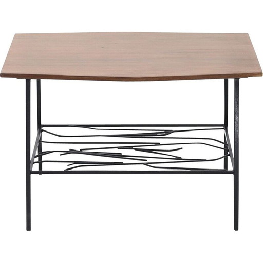 Table basse vintage avec plateau en teck, Italie 1950