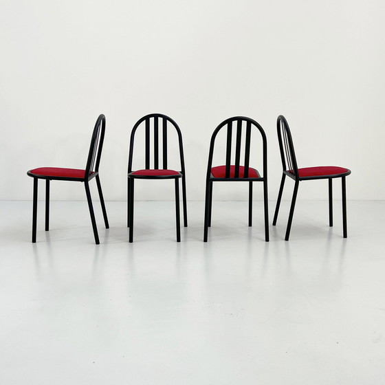 Image 1 of 4 Chaises n°222 à assise rouge par Robert Mallet-Stevens pour Pallucco, 1980S