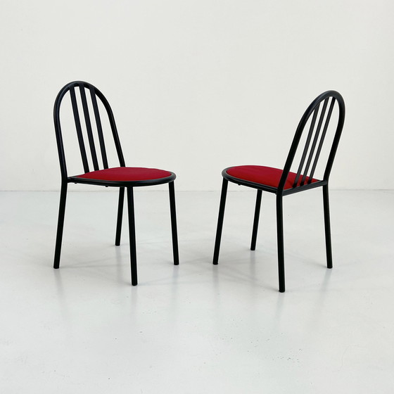 Image 1 of 4 Chaises n°222 à assise rouge par Robert Mallet-Stevens pour Pallucco, 1980S