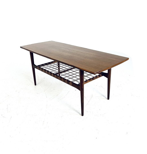 Table basse en teck et rotin, Ilse Mobel '50