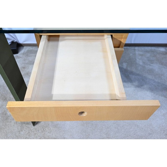 Image 1 of Bureau vintage en verre et sycomore par Julien Rondineau pour la société parisienne XI Design