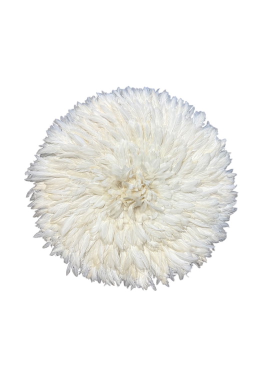 Image 1 of Juju Hat Blanc 60 Cm – Décoration Murale En Plumes Éthniques Et Élégantes