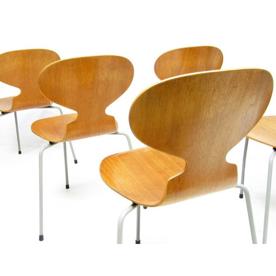 Image 1 of Ensemble de 6 chaises Fourmi vintage en teck par Arne Jacobsen pour Fritz Hansen, années 1950
