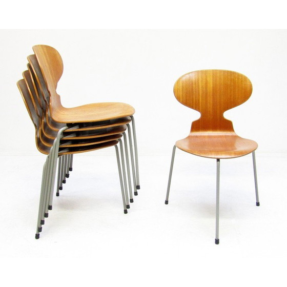 Image 1 of Ensemble de 6 chaises Fourmi vintage en teck par Arne Jacobsen pour Fritz Hansen, années 1950
