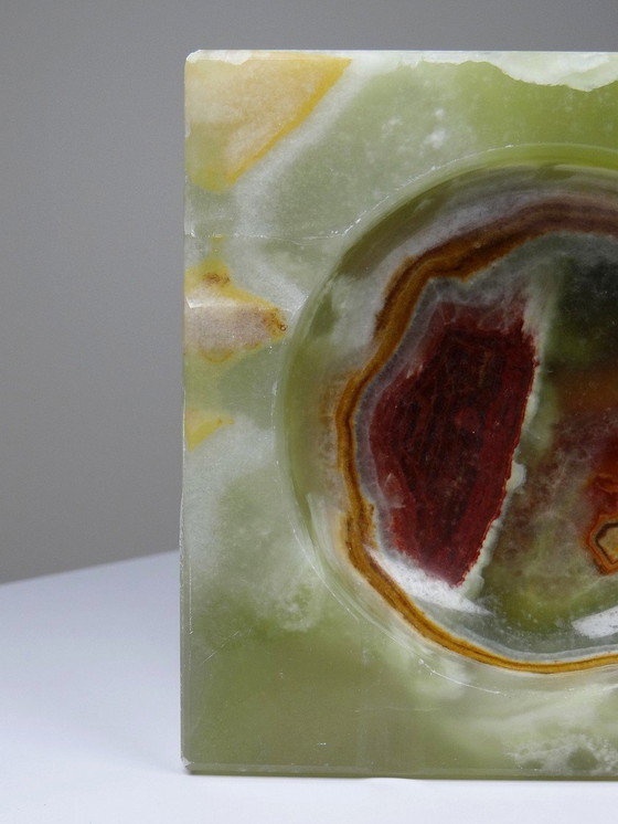 Image 1 of Cendrier Mid-Century Onyx Vert Naturel Italie Années 60-70