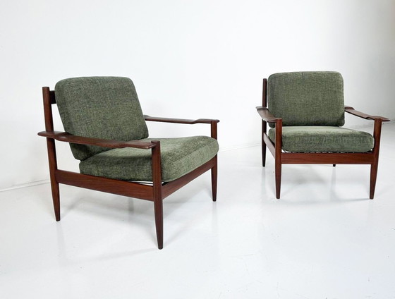 Image 1 of Mid-Century Modern Pair Of Armchairs, Teak, 1960S - New Upholstery