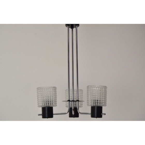 Image 1 of Lustre vintage en verre chromé par Instala Jílové u Děčína, Tchécoslovaquie 1960.