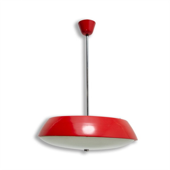 Image 1 of Lampe suspendue vintage en tôle, verre et plastique par Josef Hurka pour Napako, Tchécoslovaquie 1960