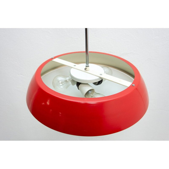 Image 1 of Lampe suspendue vintage en tôle, verre et plastique par Josef Hurka pour Napako, Tchécoslovaquie 1960