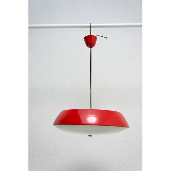 Image 1 of Lampe suspendue vintage en tôle, verre et plastique par Josef Hurka pour Napako, Tchécoslovaquie 1960