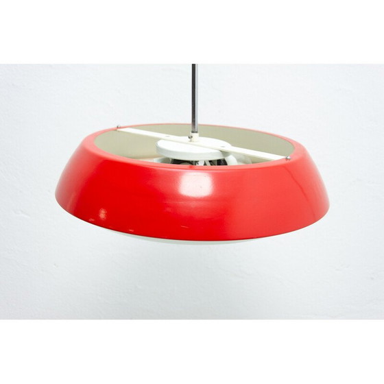 Image 1 of Lampe suspendue vintage en tôle, verre et plastique par Josef Hurka pour Napako, Tchécoslovaquie 1960
