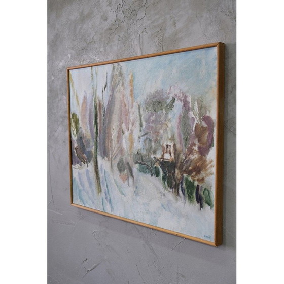 Image 1 of Peinture à l'huile de paysage vintage par Per Olof Nord, Suède 1972