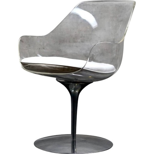 Chaise vintage en acrylique champagne par Estelle et Erwin Laverne, 1970