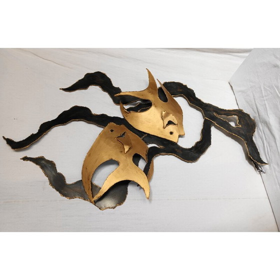Image 1 of Applique vintage en métal soudé représentant 2 poissons, 1960