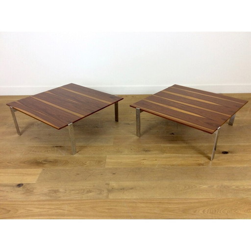 Table à cocktail en palissandre et chromé - années 1960